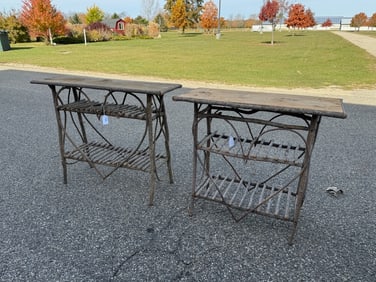 Pair of primitive "Twig" furniture tables