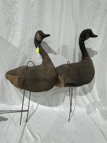 Early Pair of Canvas Good Decoys w/Shore Stands