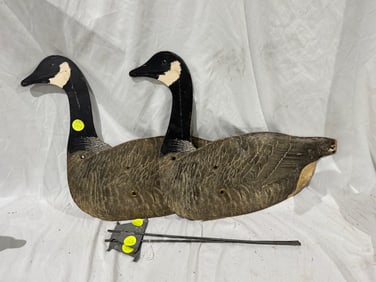 A Pair of Silhouette Cardboard Decoys w/Shore Stands