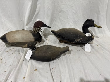 3 Carved Decoys