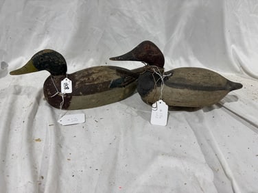 2 Carved & Painted Duck Decoys