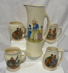 Roseville Creamware Pitcher w/Dutch Theme