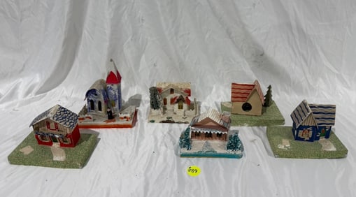 Group of 6 Christmas Village Buildings