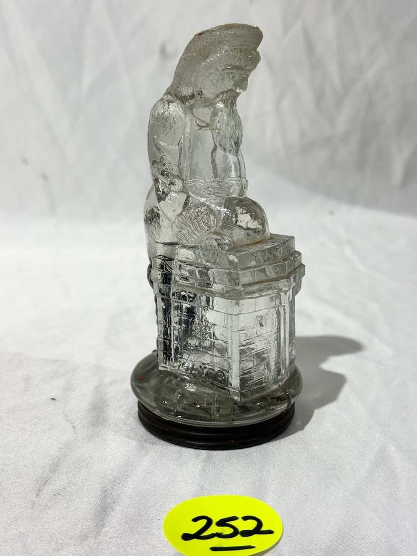 Antique Santa Candy Container: Depicts Santa going down chimney