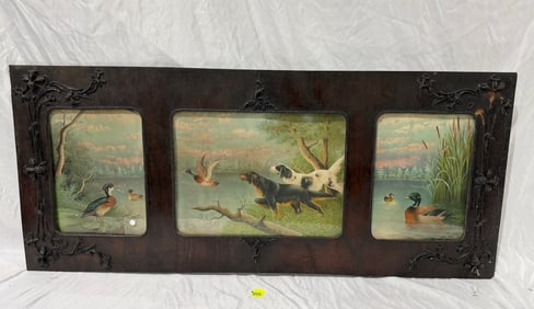 Excellent Framed Hunting Triptych