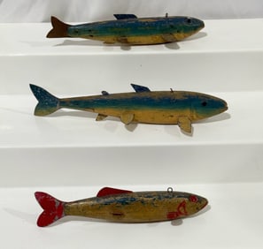 3 Carved Spearing Decoys