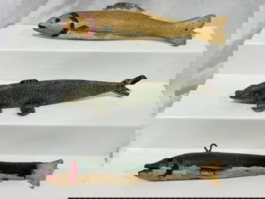 3 Carved Spearing Decoys