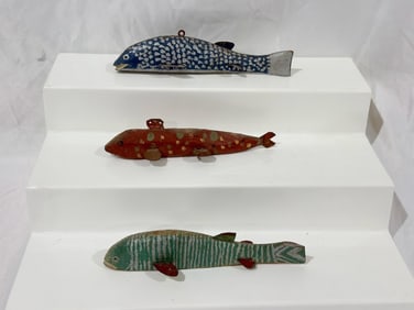 3 Carved Spearing Decoys