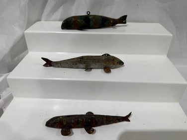 3 Carved Spearing Decoys