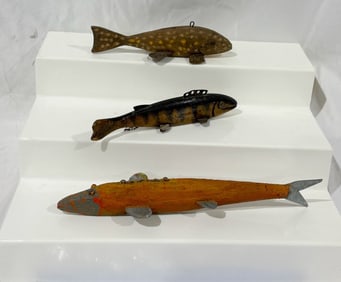 3 Carved Spearing Decoys
