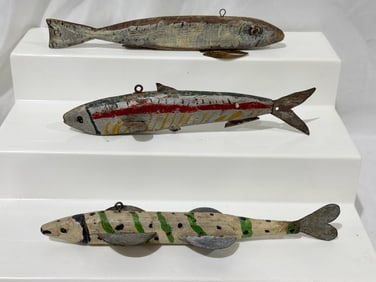 3 Carved Spearing Decoys