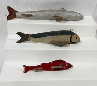 3 Carved Spearing Decoys