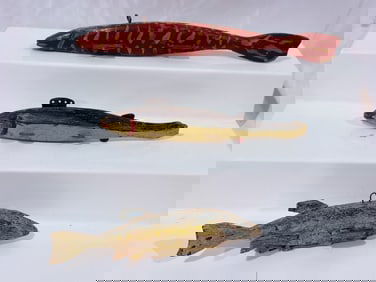 3 Carved Spearing Decoys