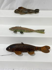 3 Carved Spearing Decoys