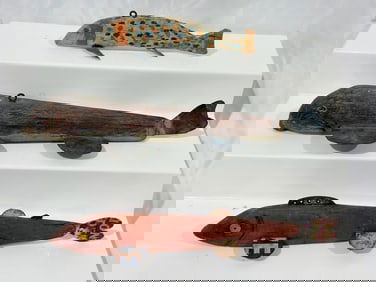 3 Carved Spearing Decoys