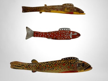 3 Carved & Painted Wooden Spearing Decoys