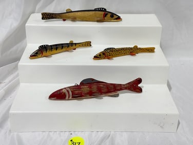 4 Carved & Painted Wooden Spearing Decoys