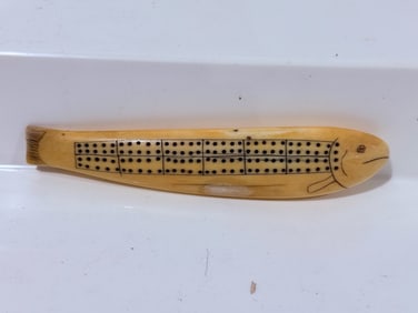 Antique Bone Fish Cribbage Board