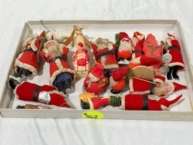 Group of Santa's and Christmas Decorations