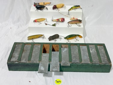 Collection of Fishing Lures with Holder