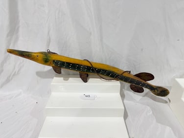 Large Pike Carved Wooden Sculpture