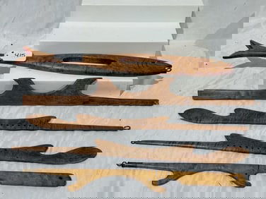 Group of Contemporary Carved Fishing Line Winders