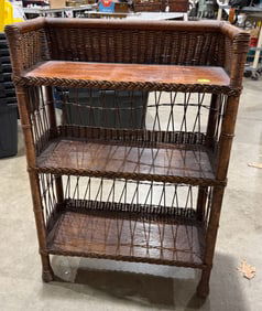 Antique Wicker 3-Tier Magazine Rack