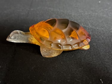 Lalique Amber Crystal Turtle