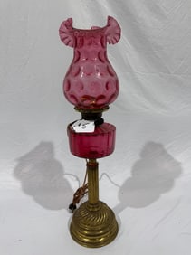 Antique Cranberry Banquet Lamp
