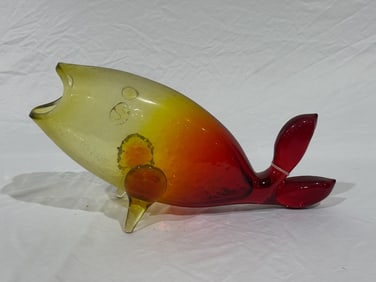 Art Glass Fish Vase By Blenko
