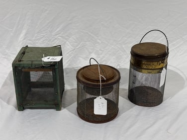 3 Primitive Cricket Cages