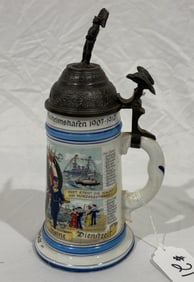 German Regimental Stein; Lithophane Bottom