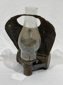 Antique Oil Lamp; Tin Construction w/Reflector