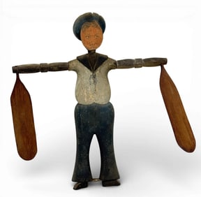 A Wood Carved & Painted Whirligig