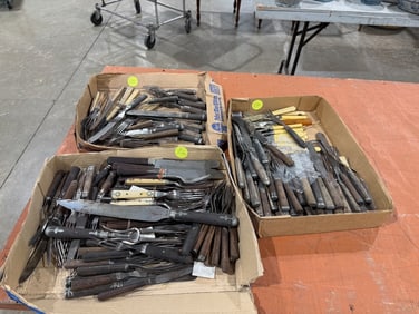 Large Group of Wooden & Bone Handle Flatware