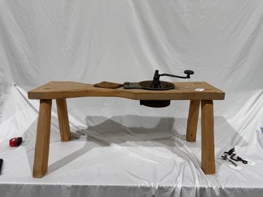 Antique Gristmill on Bench