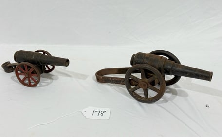 2 Antique Cast Iron Cannons