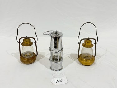 2 Small Brass Lanterns and 1 Miner's Lamp