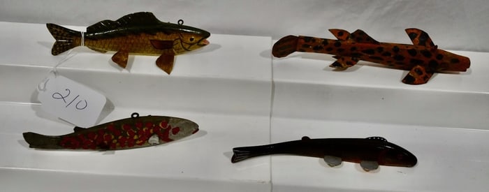 4 Carved Spearing Decoys