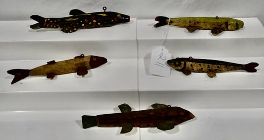 5 Carved Spearing Decoys