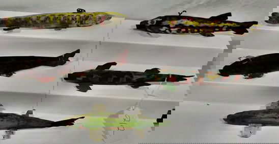 5 Carved Spearing Decoys