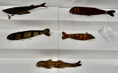 5 Carved Spearing Decoys