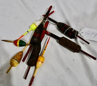 Group of Carved & Painted Wooden Bobbers