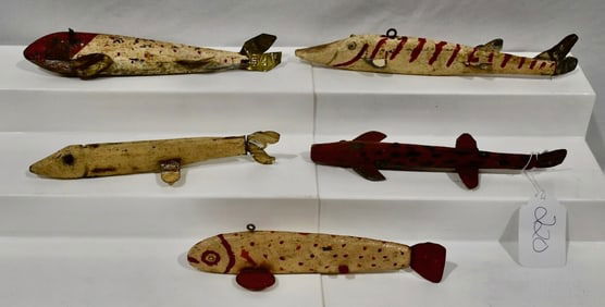 5 Carved Spearing Decoys