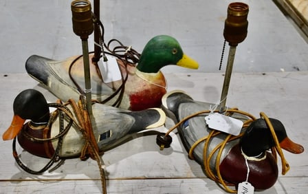 3 Antique Duck Decoys Converted to Lamps