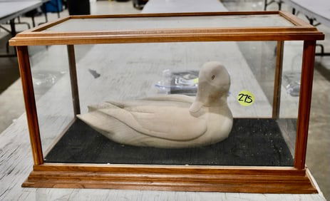 Carved Duck Decoy in a Countertop Display Case