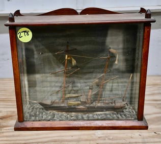 Antique Diorama or Shadowbox w/Ship