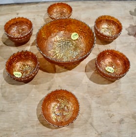 Carnival Glass Berry Set