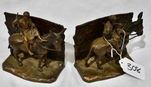 Pair of Cast Bronze Bookends