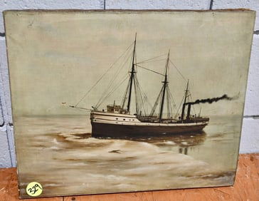 Painting of a Sailing/Steam Ship on Canvas